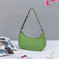 Shoulder Bag Women Genuine Leather Underarm Crescent-Shaped Purse Designer Crossbody Handbag