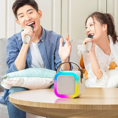 Karaoke Machine Portable Bluetooth 5.3 PA Speaker 2 Wireless Microphones Home Family Singing Kids Gift