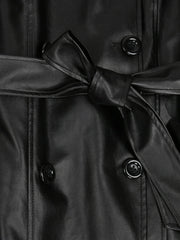 PU Vegan Leather Trench Coat Women Waterproof Luxury Elegant Chic Winter Outerwear Fashion