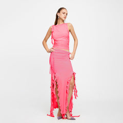 Ruffled Crop Tank Top & Maxi Skirt Set Women 2-Piece Casual Elegant Summer Fashion Outfit