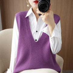 Knit Vest Women Loose Pullover Casual Warm Everyday Autumn Winter Fashion Sweater Top