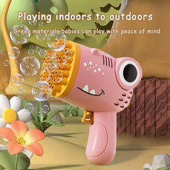 Bubble Gun Kids 40-Hole Dinosaur Handheld Electric Bubble Machine Outdoor Birthday Party Toy Gift