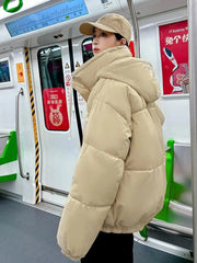 Down Parka Women Short Thick Casual Hooded 3/4 Length Winter Student Coat Outerwear Fashion