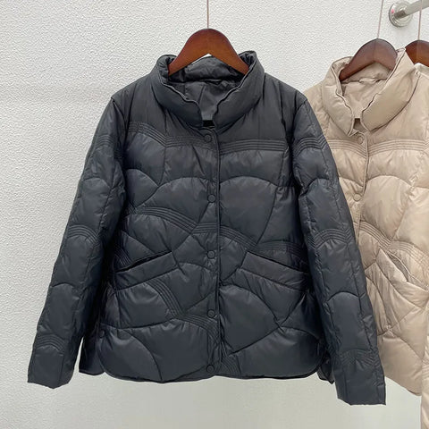 Down Jacket Women Plus Size Oversized Stand-Up Collar Ultra Lightweight Winter Casual Outerwear Fashion