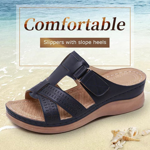 Wedge Sandals Women Orthopedic Open Toe Anti-Slip PU Leather Casual Comfortable Summer Shoes