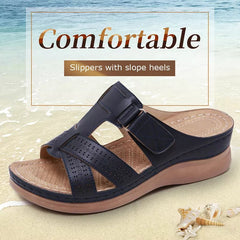 Wedge Sandals Women Orthopedic Open Toe Anti-Slip PU Leather Casual Comfortable Summer Shoes