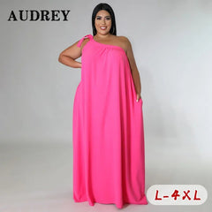 Plus Size Halter Dress Women One Shoulder Beach Casual Party Elegant Fashion Summer Dress