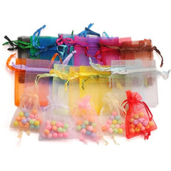 Organza Bags 100-Pack Drawstring 5x7 7x9 9x12cm Christmas Wedding Candy Gift Pouch Jewelry Packaging