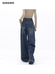 High Waist Oversized Jeans Women Ladies Casual Comfortable Everyday Denim Fashion Trousers
