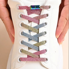 Shoelaces No-Tie 1 Pair Colorful Buckle Pearl Elastic Locked Fashion Kids Adults Sneaker Laces