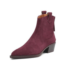 Suede Ankle Boot burgundy