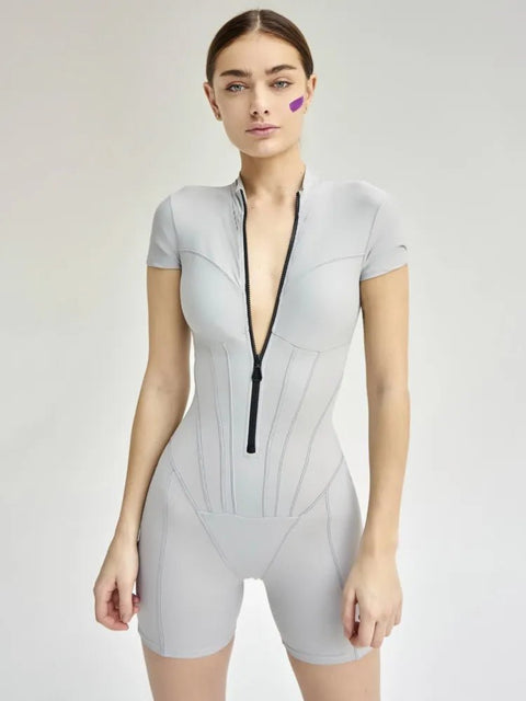 Jumpsuit Women Short Sleeve Fitness Tennis Yoga Catsuit Romper Casual Activewear Fashion