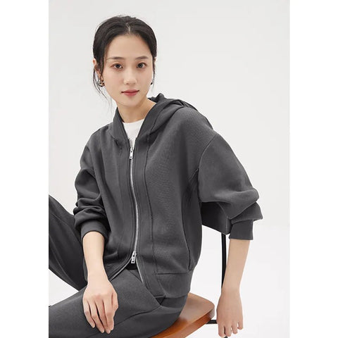 Hoodie & Pants Set Women 2-Piece Loose Sports Elastic Casual Chic Contemporary Fashion Outfit