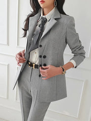 Women's Vintage 3-Piece Suit: Blazer, Vest & Trousers for Office Wear