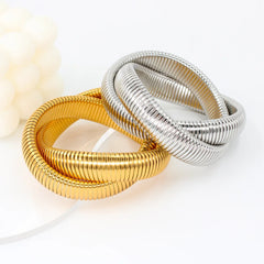 Stainless Steel Winding Stretch Elastic Bracelet for Women Men Platinum Plating Gift