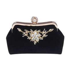 Diamond Pearl Handbag Vintage Crystal Flower Evening Bag Wedding Party Bride Clutch Bag