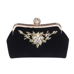 Crystal Flower Evening Clutch Bag Women Diamond Pearl Vintage Wedding Party Bride Elegant Fashion