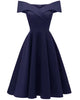Off Shoulder Vintage A-Line Dress Women Elegant Wedding Guest Prom Party Fashion Dress