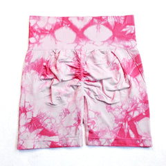 High Waist Tie Dye Yoga Shorts Women Seamless Push Up Fitness Workout Running Cycling Fashion
