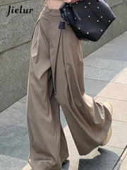 High Waist Wide Leg Pants Women Loose Full-Length Solid Color Casual Fashion Trousers