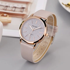 Watch Women Quartz Large Round Face Luxury Leather Band Fashion Brand Ladies Elegant Wristwatch Gift