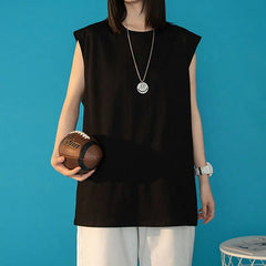 Tank Top Women Oversized Loose Casual O-Neck Sleeveless Teen Everyday Fashion Tee Top