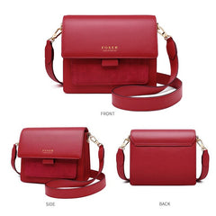 Women's Crossbody Shoulder Bag Split Cowhide Leather and Suede Mini Purse with Flap