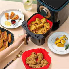 Air Fryer Liner Silicone Reusable Insert Pan Oven Baking Tray Pizza Fried Chicken Basket Accessory