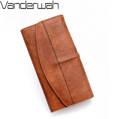 Wallet Women Vintage Trifold Large PU Leather Clutch Purse Hasp Closure Phone Credit Card Bag