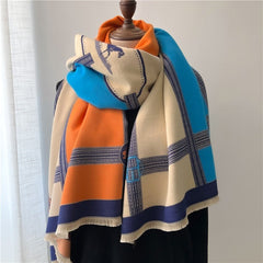 Cashmere Scarf Women Warm Print Shawl Thick Blanket Soft Stole Elegant Winter Fashion Accessory