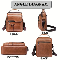 Messenger Bag Men PU Leather Shoulder Crossbody Bag Business Casual Tablet Travel Satchel