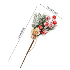 Christmas Berry Ornament 5-Piece Red Artificial Flower Pine Cone Branch Tree Decor DIY Wreath Craft