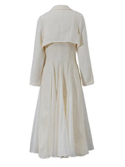 Long Sleeve Maxi Dress Women Pleated Elegant Lapel Neck Loose Fit Casual Party Fashion Dress