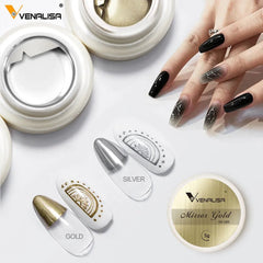 Nail Gel Polish Silver Gold Metal Mirror Effect Neon Gemstone Pure Color Soak Off UV LED Lacquer