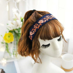 Headband Women Bright Silk Wide Embroidered Flower Crown Hairband Girls Hair Accessories Fashion