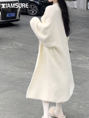 Long Sleeve Knit Duster Cardigan Women Loose White Lightweight Open Front Casual Elegant Fashion