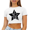 T-Shirt Women Y2K Star Retro Short Sleeve Crop Top Aesthetic Navel Fashion Casual Tee Top