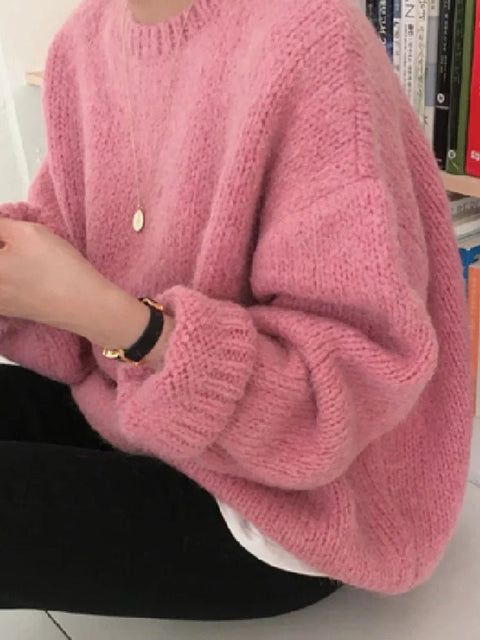 Oversized Sweater Women Loose Knitted Long Sleeve Pullover Cozy Warm Winter Casual Fashion Top