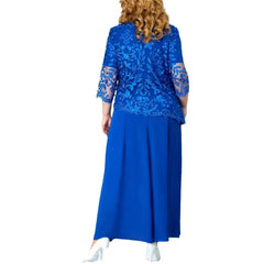 Plus Size Two-Piece Evening Gown blue