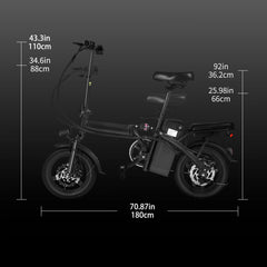 400W Foldable Electric Bike – 14" Dual Disc Brake E-Bike with Seat & Basket, 48V 10.4Ah, 20MPH, 22 Mile Range