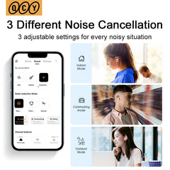 NEW Wireless QCY TWS Bluetooth 5.2 Earphones Ear Buds 40dB Active Noise Cancellation Headset 6 Mic ENC HD Call Earbuds Great Base iPhone IOS & Android