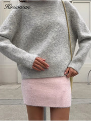 Oversized O-Neck Knit Pullover Womens Soft Loose Fit Sweater | Acrylic Wool Blend | Casual Autumn Winter Top