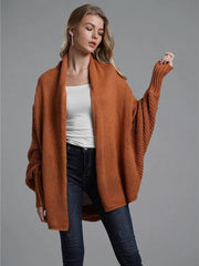 Oversized Cardigan Women Patchwork Batwing Sleeve Long Knit Sweater Casual Warm Winter Fashion