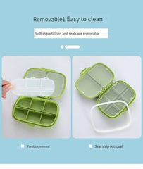 Pill Box Organizer 8-Compartment Travel Sealed Container Small Medication Storage Portable Accessory