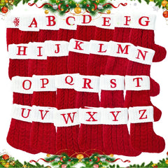 Christmas Stocking Knitted Snowflake Letter Monogram Holiday Decoration Stuffer Gift Home Decor