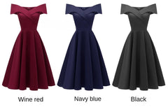 Off Shoulder Vintage A-Line Dress Women Elegant Wedding Guest Prom Party Fashion Dress