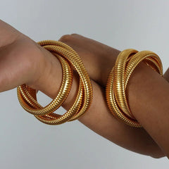 Stretch Bracelet Unisex Stainless Steel Winding Elastic Platinum Plated Fashion Jewelry Gift
