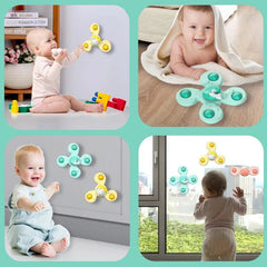Bath Toy Baby 3-Piece Funny Sucker Spinner Suction Cup Cartoon Rattle Fidget Educational Gift