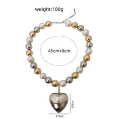 Pearl & Gold Heart Pendant necklace