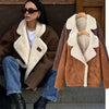 Shearling Jacket Women Faux Lamb Wool Fur Lined Sherpa Collar Winter Warm Casual Coat Fuzzy Aviator